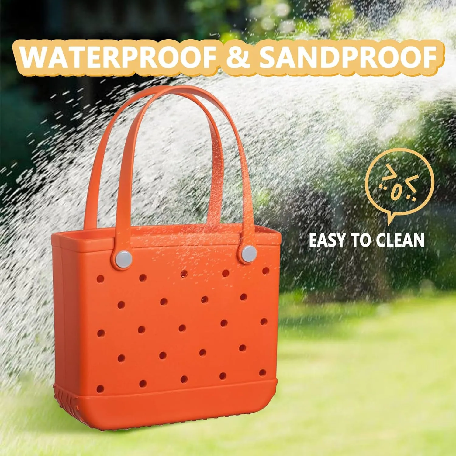 Beach Bag Rubber Small Tote Bag, Fashion Travel Bag for Women, Waterproof Handbag for Sports, Pool, Beach