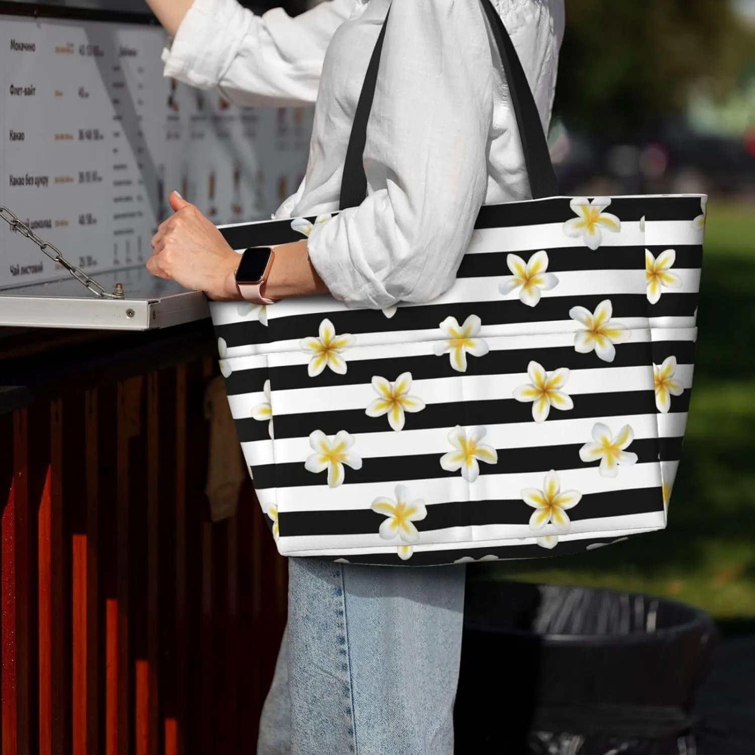 Beach Tote Bag for Women Beach Bag Waterproof and Sandproof Tote Bag with Wet Bag Large Travel Bag for Weekend Travel