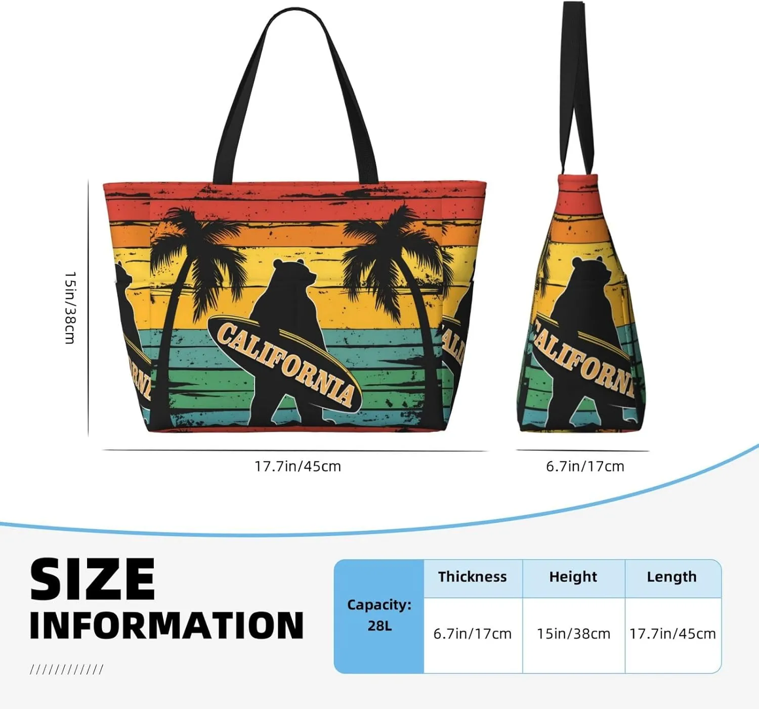 Beach Tote Bag for Women Beach Bag Waterproof and Sandproof Tote Bag with Wet Bag Large Travel Bag for Weekend Travel