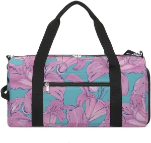 Beautiful Lilies Fitness Large Gym Bag for Unisex with Shoe Compartment & Wet Pocket