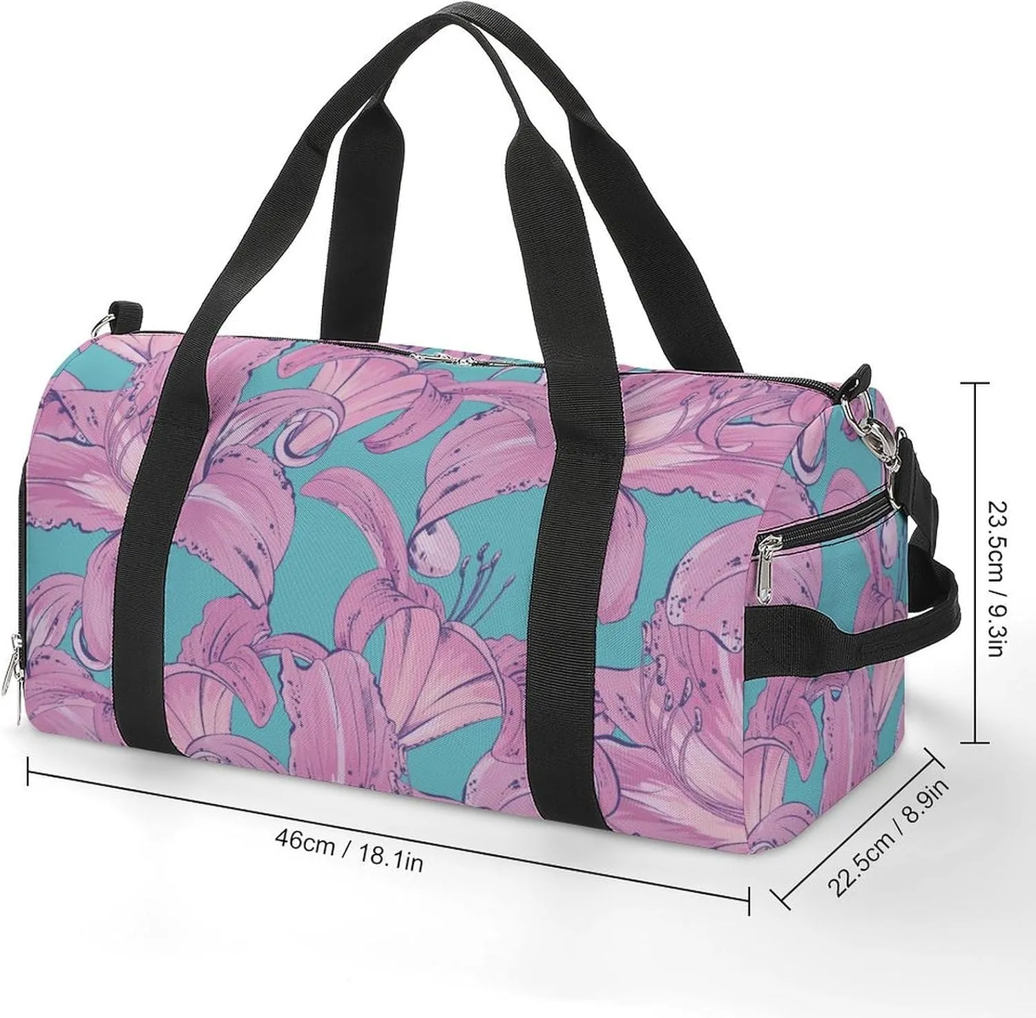 Beautiful Lilies Fitness Large Gym Bag for Unisex with Shoe Compartment & Wet Pocket