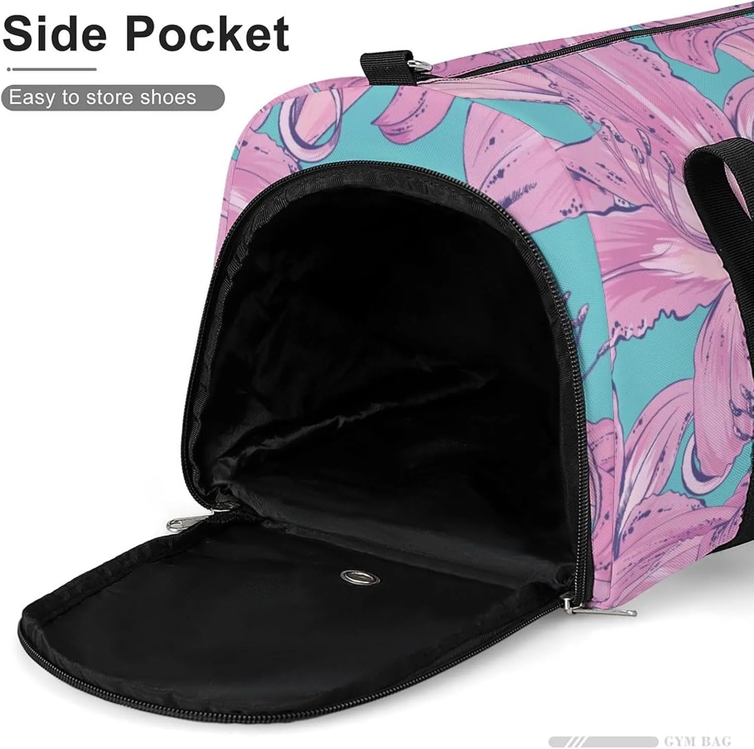 Beautiful Lilies Fitness Large Gym Bag for Unisex with Shoe Compartment & Wet Pocket