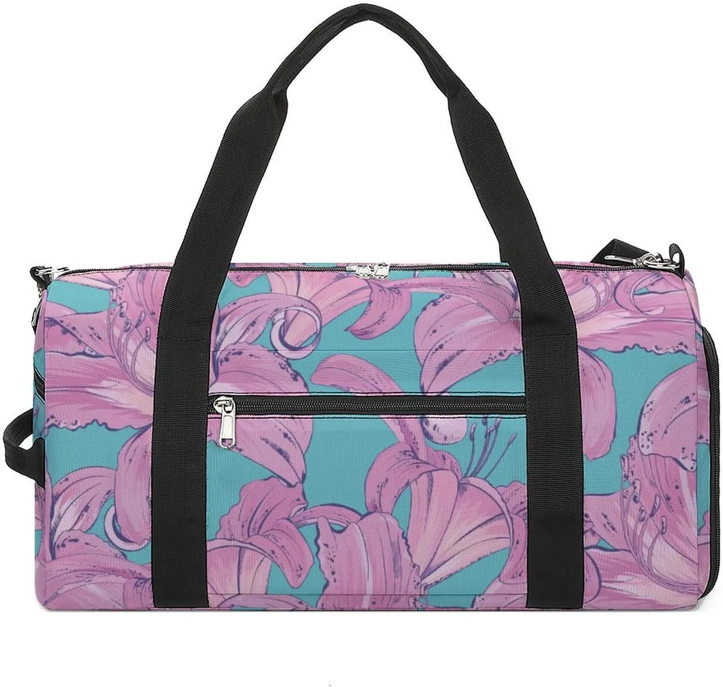 Beautiful Lilies Fitness Large Gym Bag for Unisex with Shoe Compartment & Wet Pocket