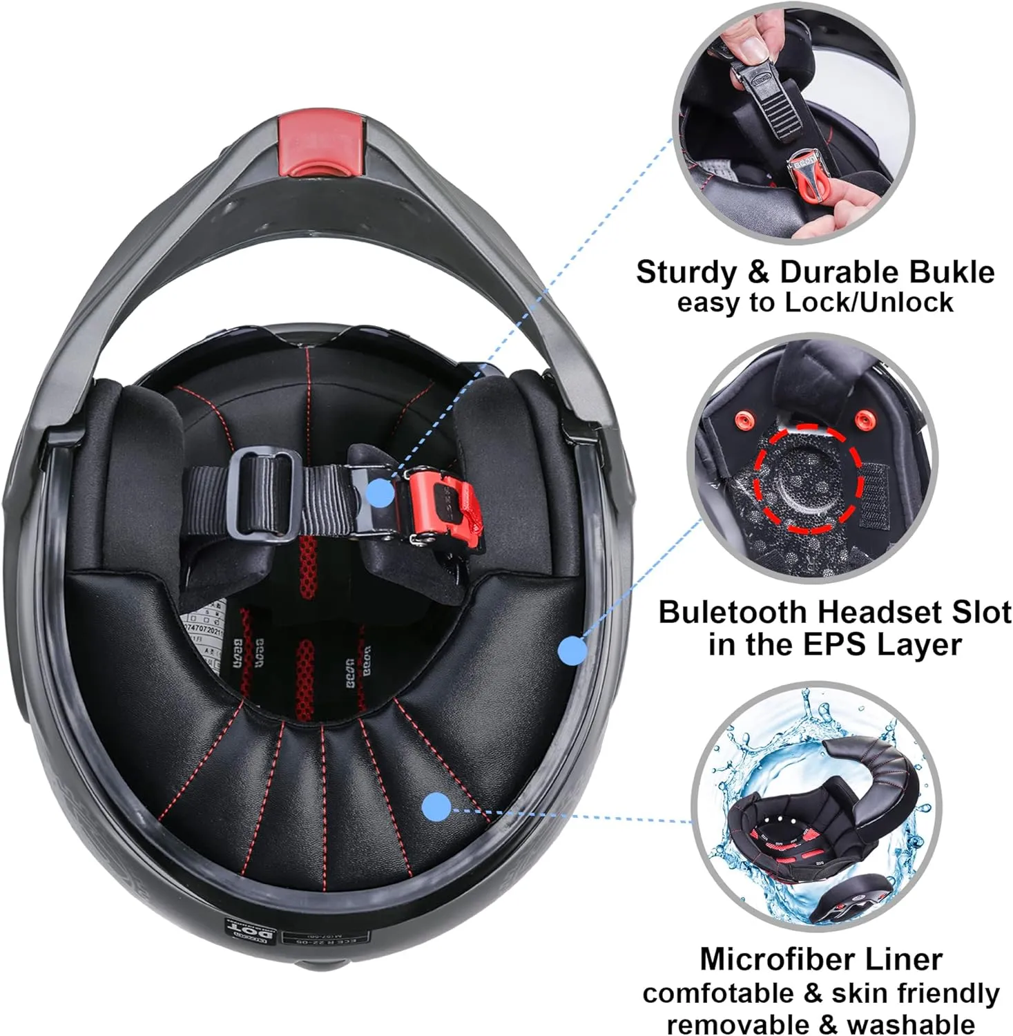 BEON Full Face Motorcycle Helmet DOT Approved, 180° Reversible Chin Guard Modular Pilot Helmet with Anti-Fog Dual Visors for Adult Men Women