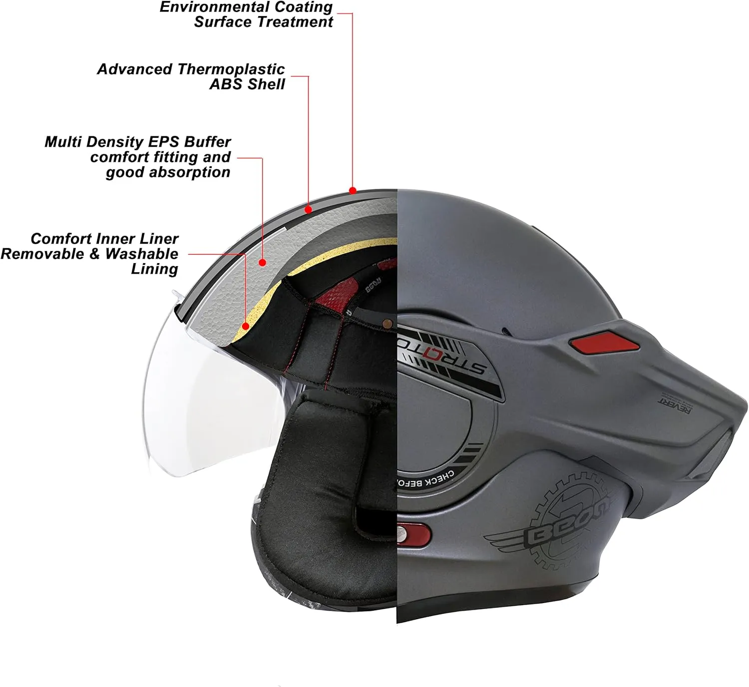 BEON Full Face Motorcycle Helmet DOT Approved, 180° Reversible Chin Guard Modular Pilot Helmet with Anti-Fog Dual Visors for Adult Men Women