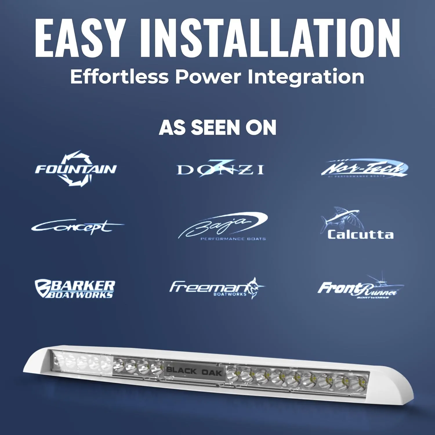 Black Oak Low Pro™ Marine LED Light Bar for Boat Waterproof IP69K, 12,000 Lumen Spot Beam, Flush Mount, Dimmable, 7-Angle Mount, 18 Ultra-Bright LEDs (White, Top-Mount, Flood Optics)