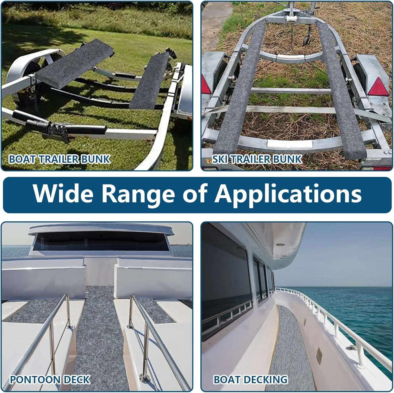 Boat Trailer Bunk Carpet,Bunk Carpet for Boat Trailers,13ft x 12in Boat Trailer Carpets,8mm Thickness Trailer Carpets, Jet Ski Bunks(Light Grey)