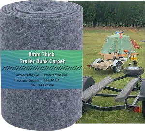 Boat Trailer Bunk Carpet,Bunk Carpet for Boat Trailers,13ft x 12in Boat Trailer Carpets,8mm Thickness Trailer Carpets, Jet Ski Bunks(Light Grey)