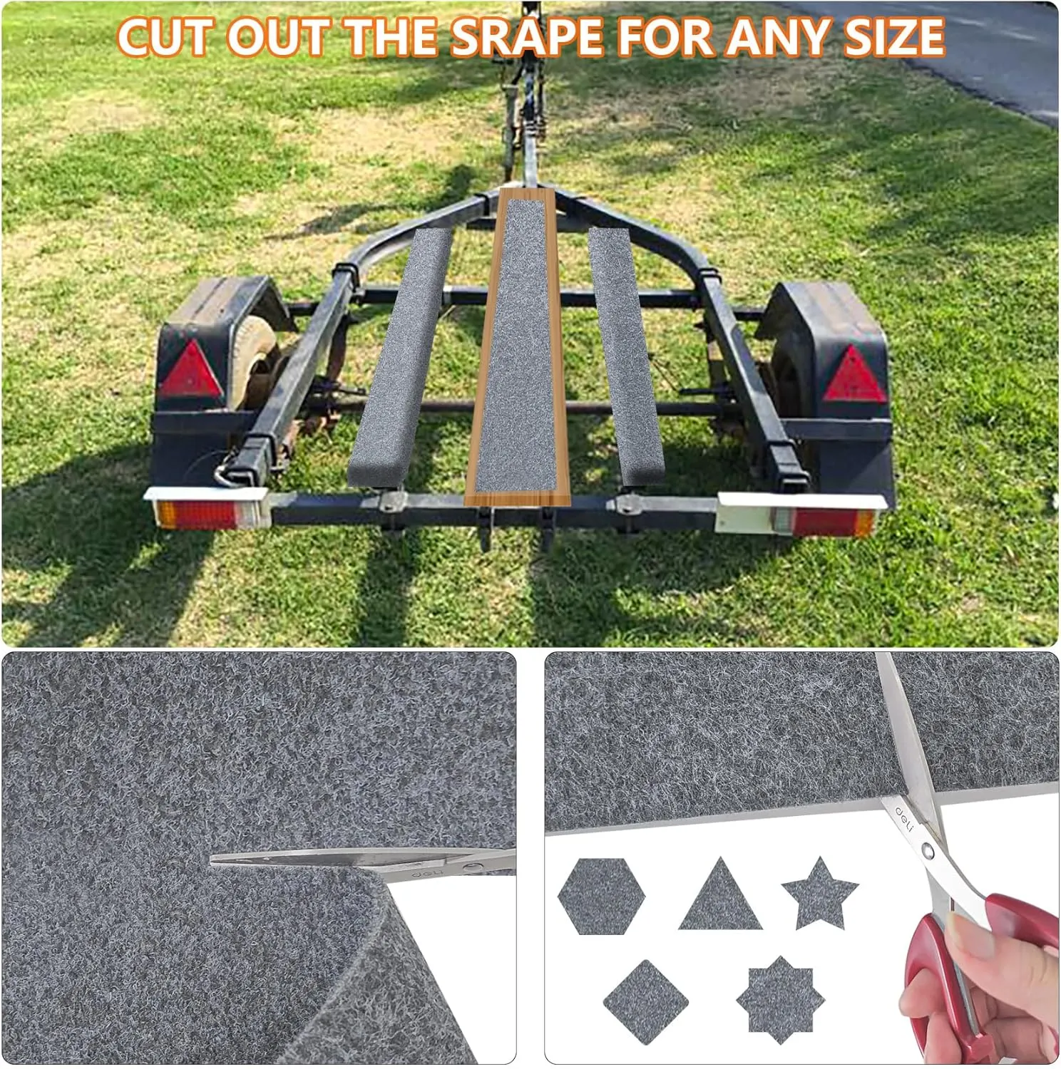 Boat Trailer Bunk Carpet,Bunk Carpet for Boat Trailers,13ft x 12in Boat Trailer Carpets,8mm Thickness Trailer Carpets, Jet Ski Bunks(Light Grey)