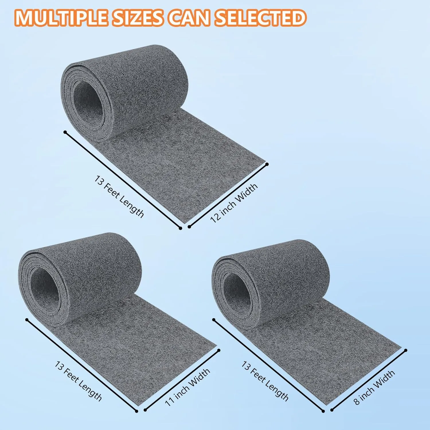 Boat Trailer Bunk Carpet,Bunk Carpet for Boat Trailers,13ft x 12in Boat Trailer Carpets,8mm Thickness Trailer Carpets, Jet Ski Bunks(Light Grey)