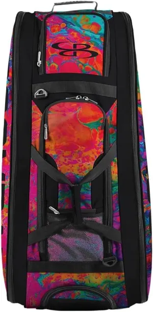 Boombah Beast Rolling Bat Bag 2.0-40" x 14" x 13" - Lava 3 Multi - Holds 8 Bats, Glove and Shoe Compartments