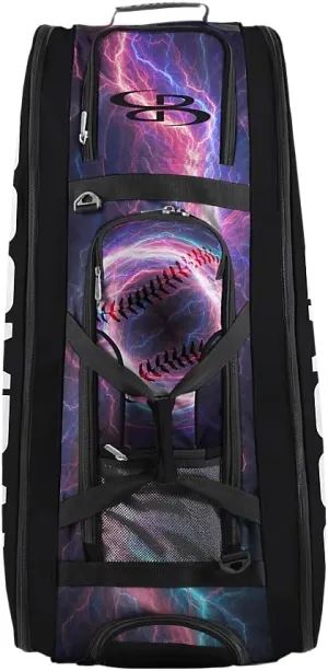 Boombah Beast Rolling Bat Bag 2.0-40" x 14" x 13" - The Natural 2 Multi - Holds 8 Bats, Glove and Shoe Compartments