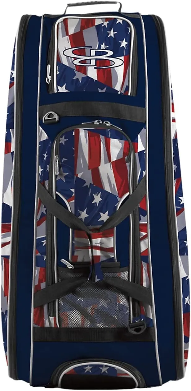 Boombah Beast Rolling Bat Bag 2.0-40" x 14" x 13" - USA Independence Navy/Red/White - Holds 8 Bats, Glove and Shoe Compartments
