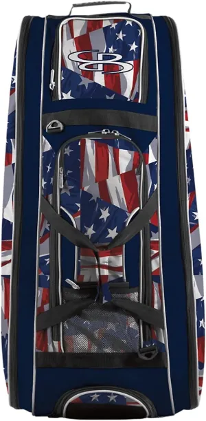Boombah Beast Rolling Bat Bag 2.0-40" x 14" x 13" - USA Independence Navy/Red/White - Holds 8 Bats, Glove and Shoe Compartments