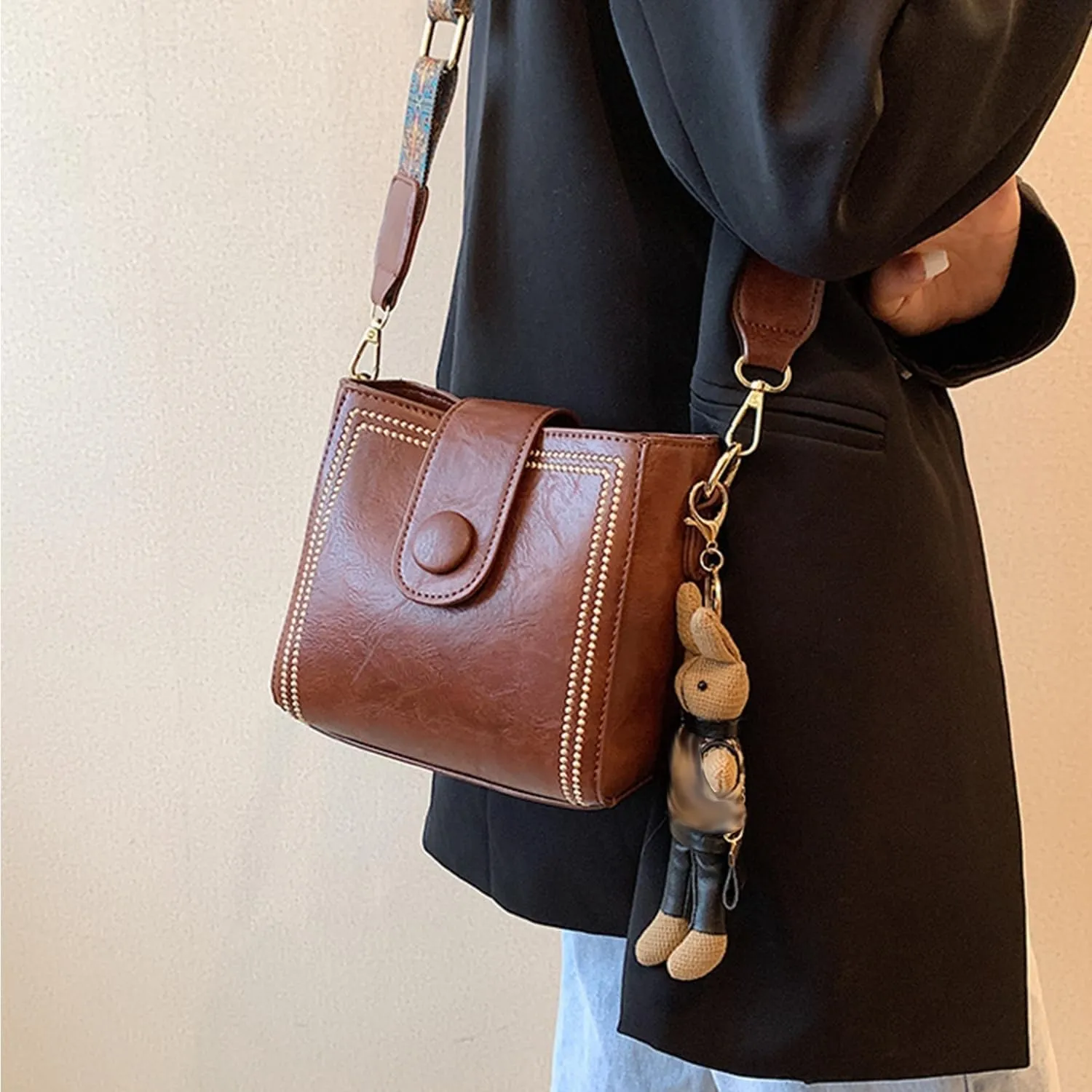 Bootara Bucket Bag, Women's Vintage Crossbody Bag With Adjustable Wider Shoulder Strap, Retro Water Bucket Shoulder Bags