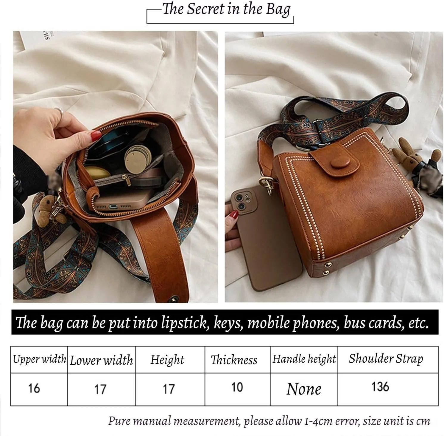 Bootara Bucket Bag, Women's Vintage Crossbody Bag With Adjustable Wider Shoulder Strap, Retro Water Bucket Shoulder Bags