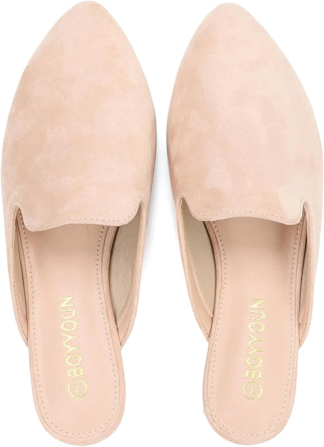 BOYYOUN Mules for Women Comfortable Slip On Backless Flats Pointed Toe Loafers for Work and Casual Wear Low Heel Closed Shoes Womens Mule