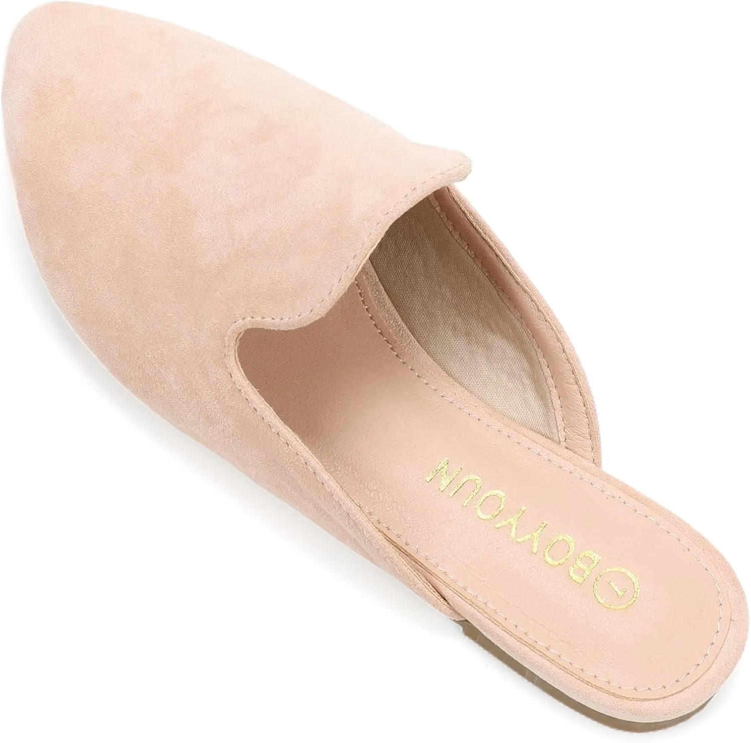 BOYYOUN Mules for Women Comfortable Slip On Backless Flats Pointed Toe Loafers for Work and Casual Wear Low Heel Closed Shoes Womens Mule