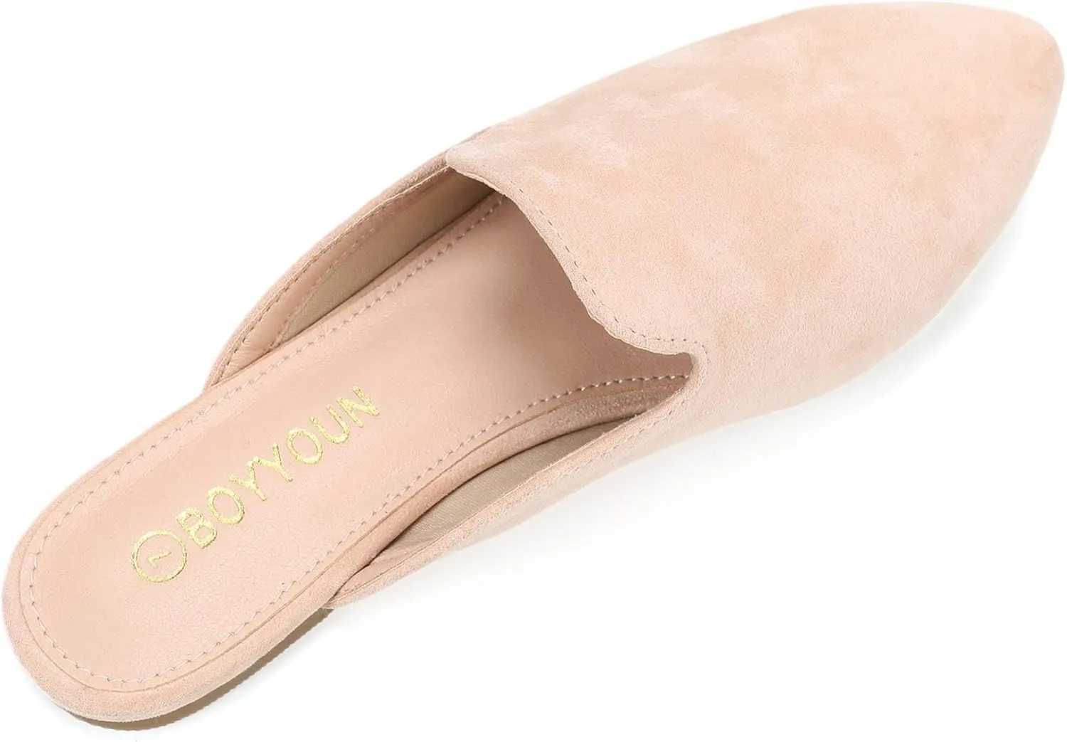 BOYYOUN Mules for Women Comfortable Slip On Backless Flats Pointed Toe Loafers for Work and Casual Wear Low Heel Closed Shoes Womens Mule