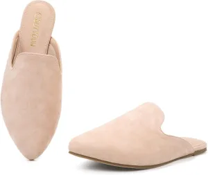 BOYYOUN Mules for Women Comfortable Slip On Backless Flats Pointed Toe Loafers for Work and Casual Wear Low Heel Closed Shoes Womens Mule