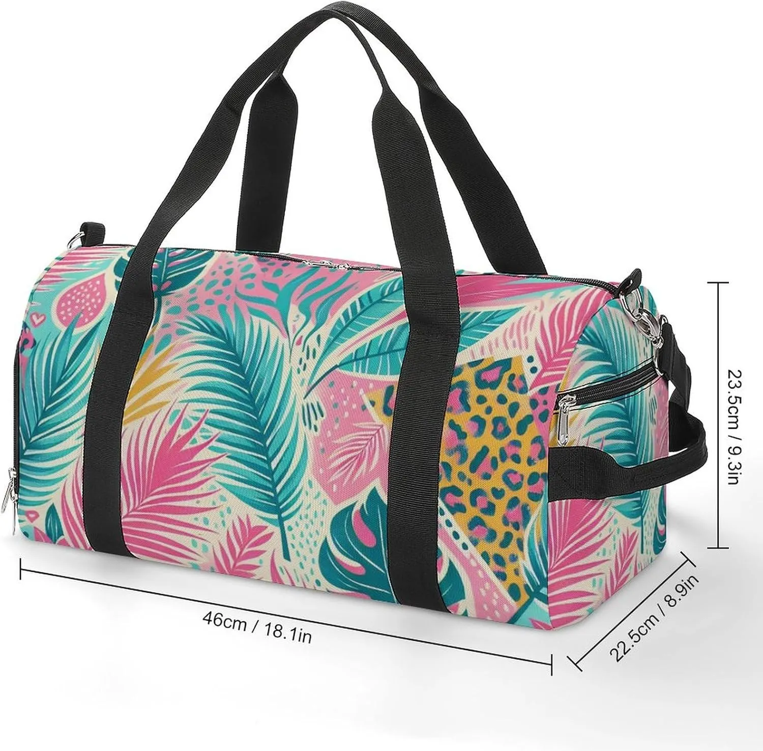 Bright Boho Tropical Theme Fitness Large Gym Bag for Unisex with Shoe Compartment & Wet Pocket