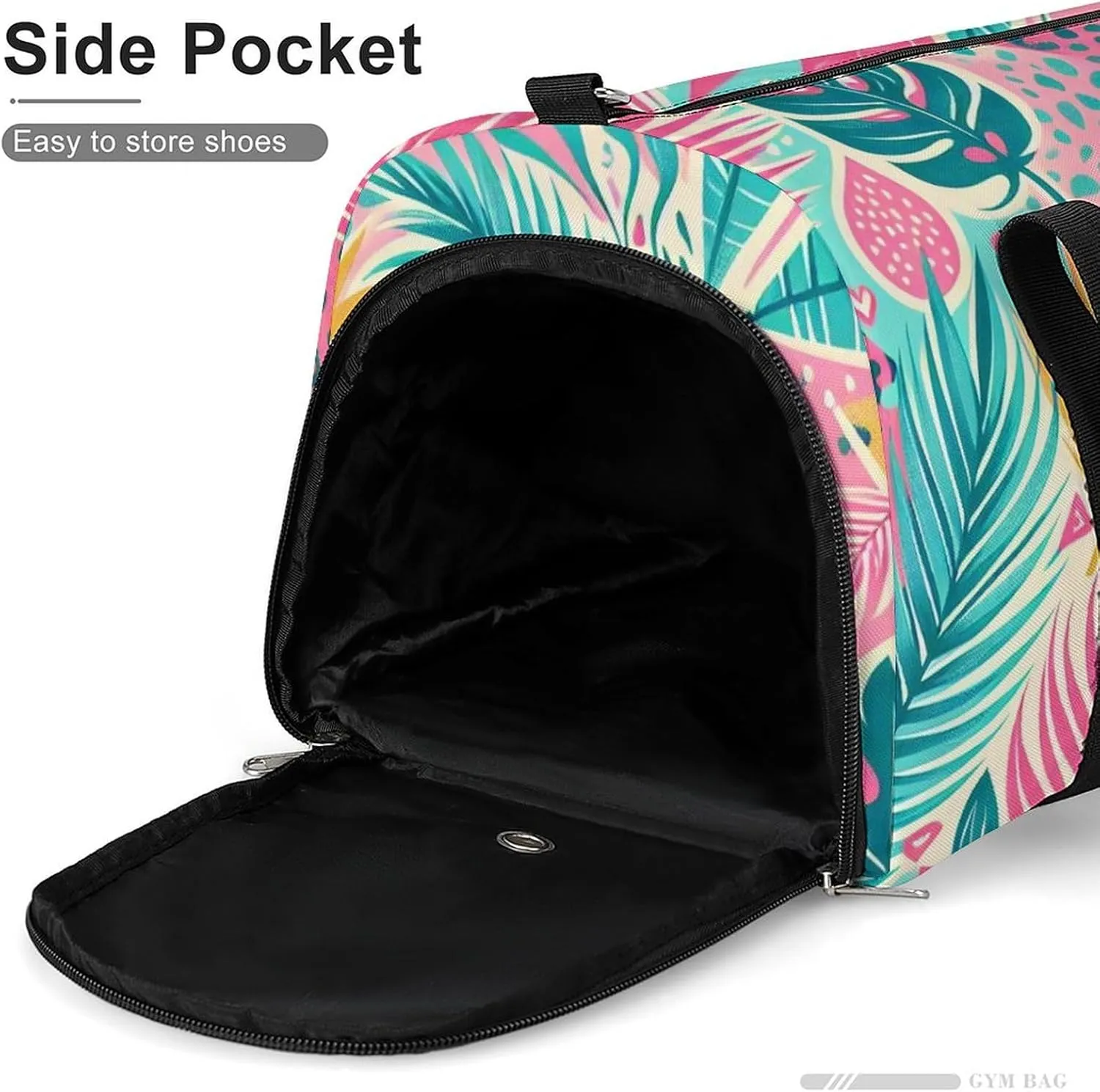 Bright Boho Tropical Theme Fitness Large Gym Bag for Unisex with Shoe Compartment & Wet Pocket