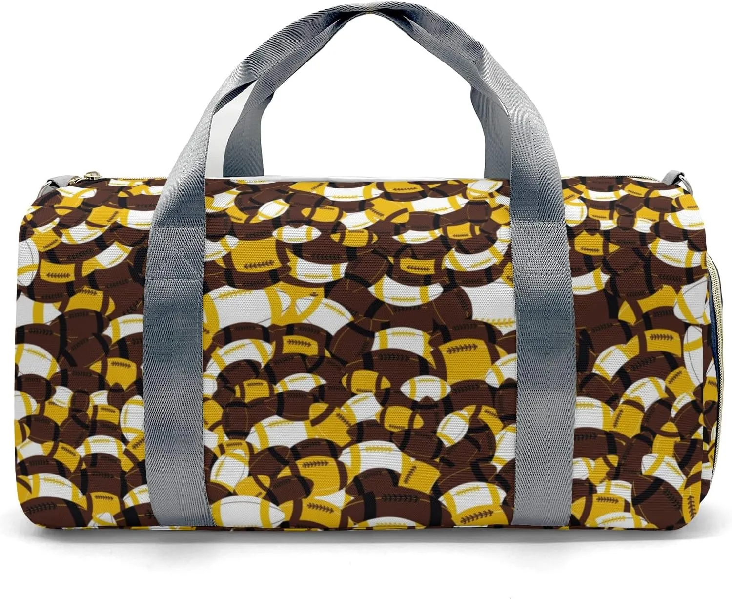Brown Gold Yellow Rugby Waterproof Duffel Bag Gym Dance Sport Perform Training Travel Bag for Teens Adults Women Men