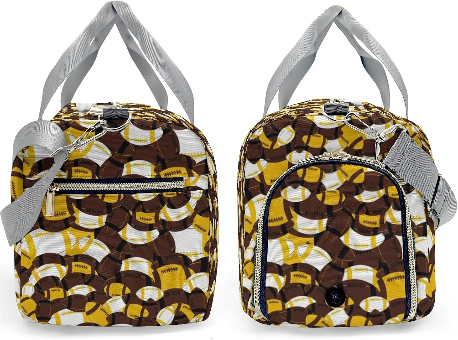 Brown Gold Yellow Rugby Waterproof Duffel Bag Gym Dance Sport Perform Training Travel Bag for Teens Adults Women Men
