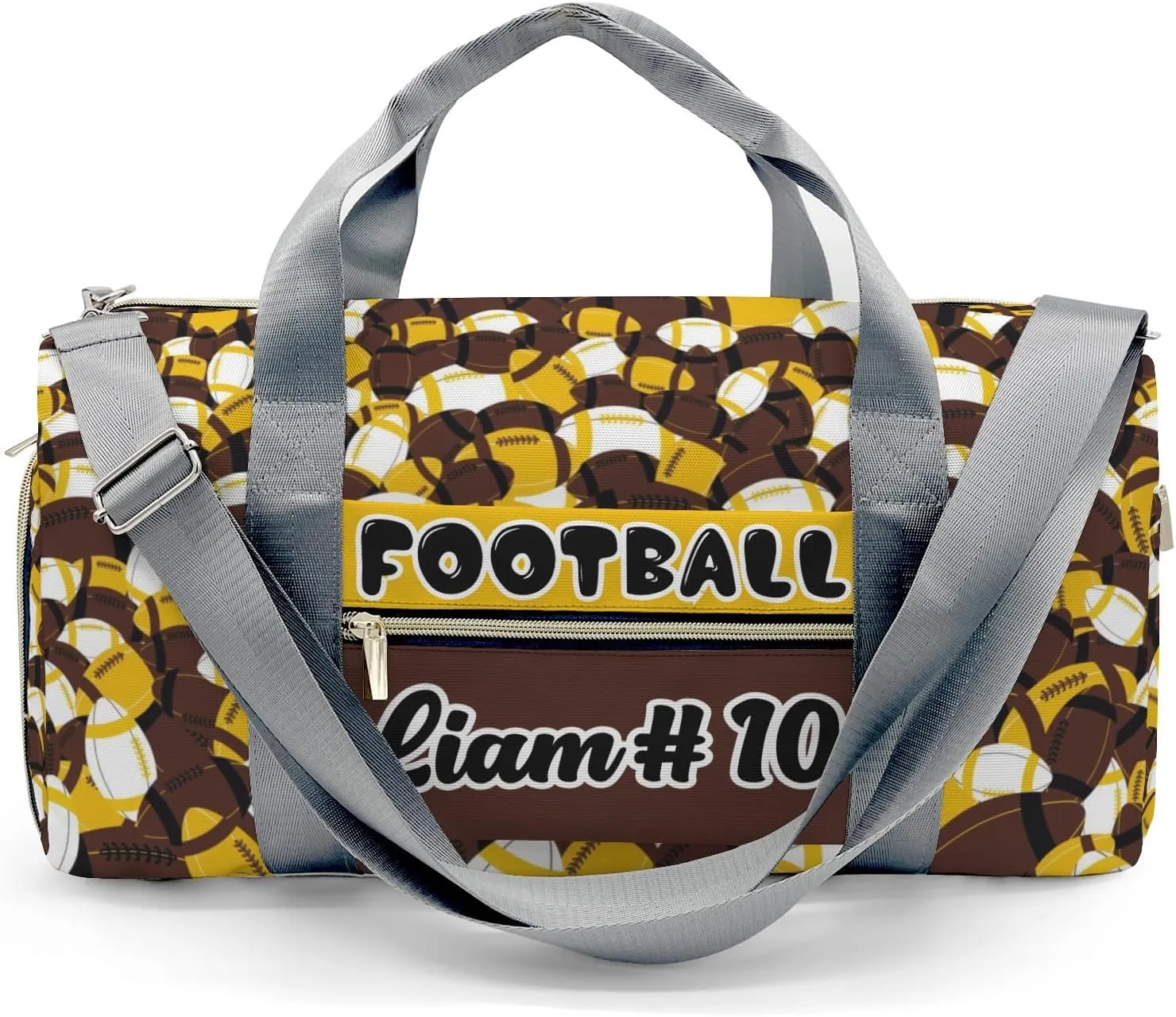 Brown Gold Yellow Rugby Waterproof Duffel Bag Gym Dance Sport Perform Training Travel Bag for Teens Adults Women Men