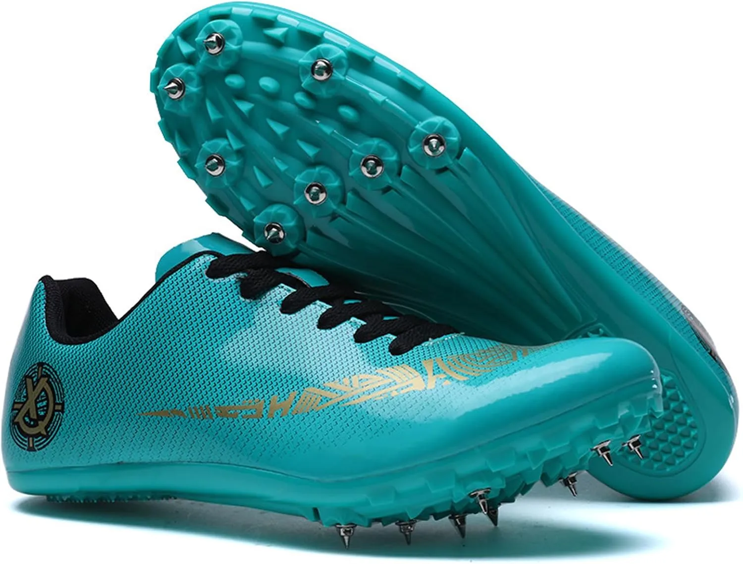 Buhelyc Professional Running Nail Spikes Shoes Men Women Track ＆ Field Shoes Long Jumping Athletics Shoes for Training Competition Athletics(Size:8.5,Color:Green)