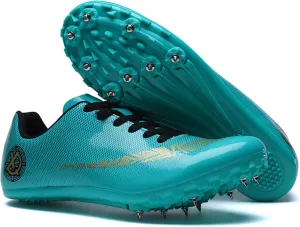Buhelyc Professional Running Nail Spikes Shoes Men Women Track ＆ Field Shoes Long Jumping Athletics Shoes for Training Competition Athletics(Size:8.5,Color:Green)