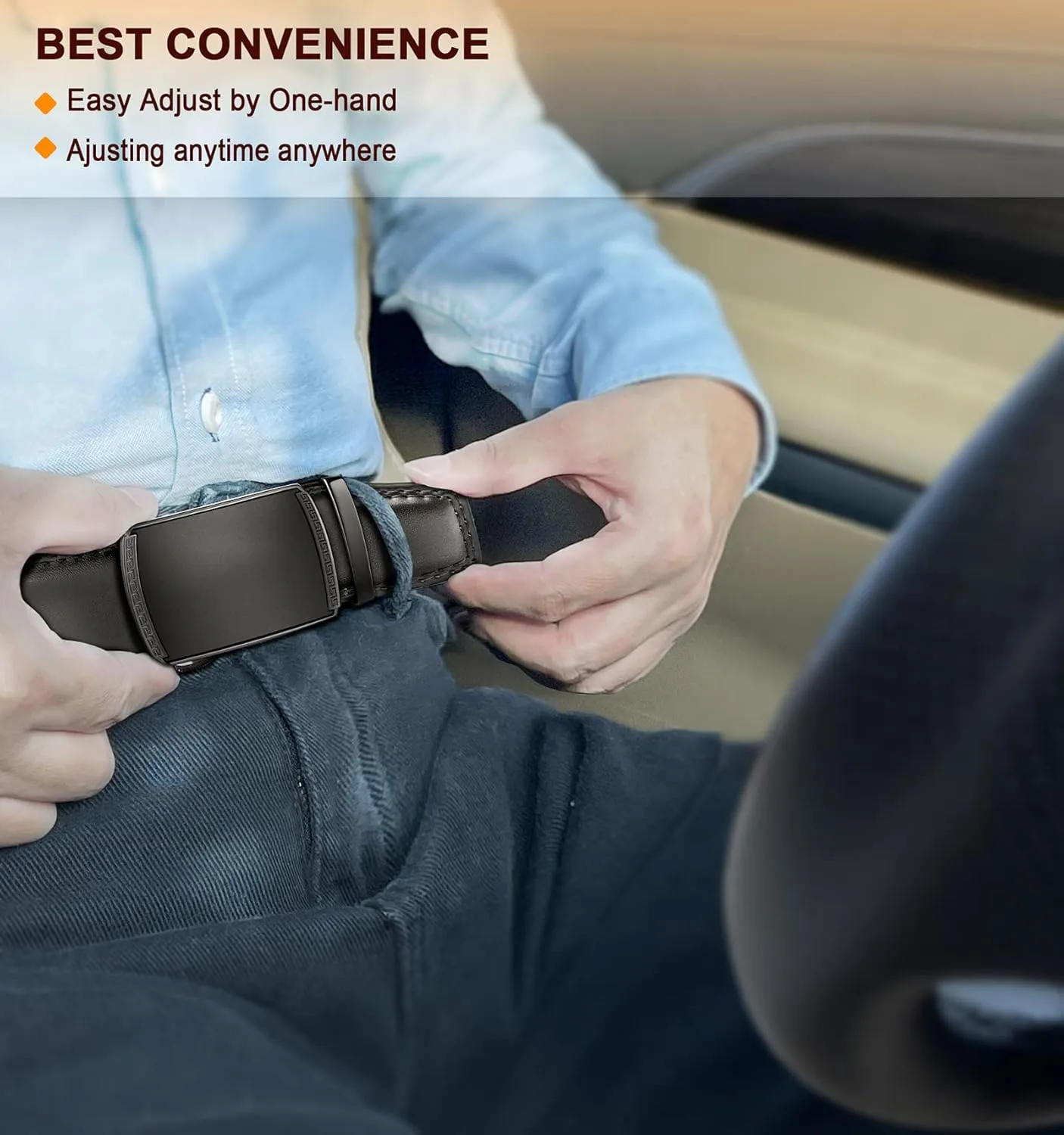 BULLIANT Men's Belt,Slide Ratchet Belt For Gift Men Dress Pant Shirt Oxfords,Trim To Fit