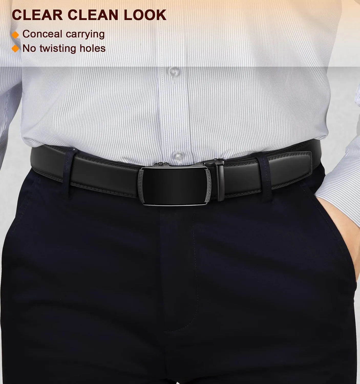 BULLIANT Men's Belt,Slide Ratchet Belt For Gift Men Dress Pant Shirt Oxfords,Trim To Fit