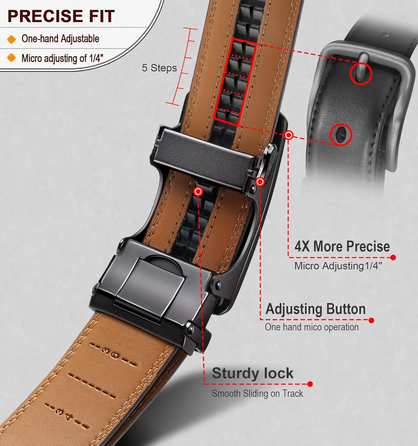 BULLIANT Men's Belt,Slide Ratchet Belt For Gift Men Dress Pant Shirt Oxfords,Trim To Fit