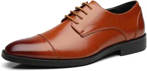 ByErz Men's Dress Shoes Oxford Leather Stylish Lace-Up Wingtip Brogues Business Casual Formal Derby Shoes
