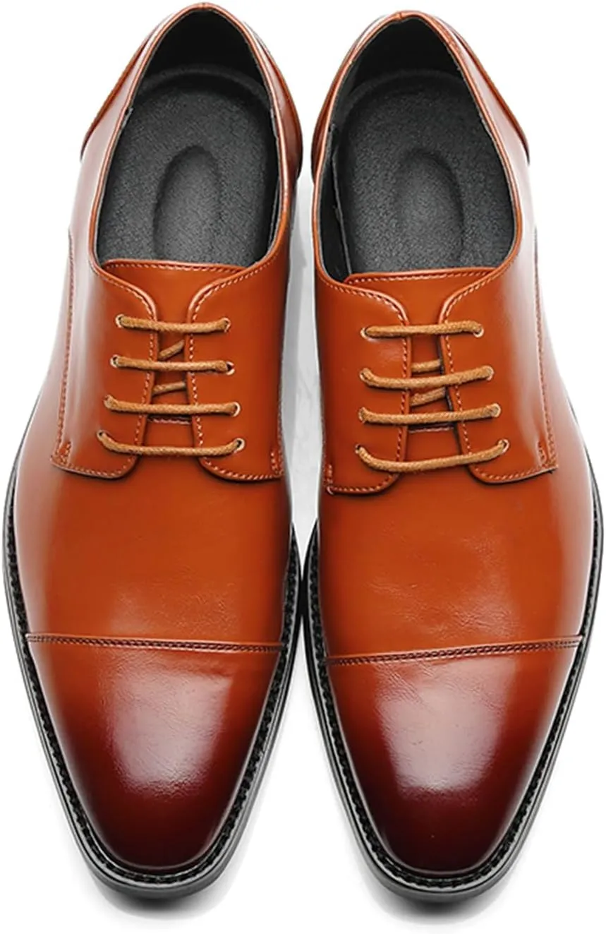 ByErz Men's Dress Shoes Oxford Leather Stylish Lace-Up Wingtip Brogues Business Casual Formal Derby Shoes