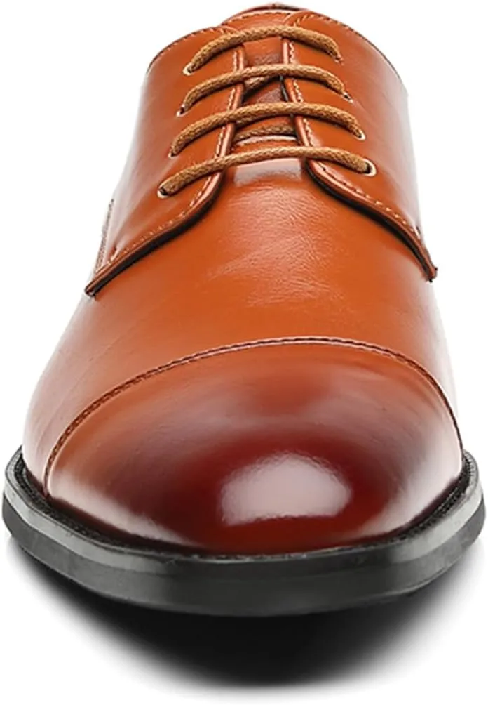 ByErz Men's Dress Shoes Oxford Leather Stylish Lace-Up Wingtip Brogues Business Casual Formal Derby Shoes