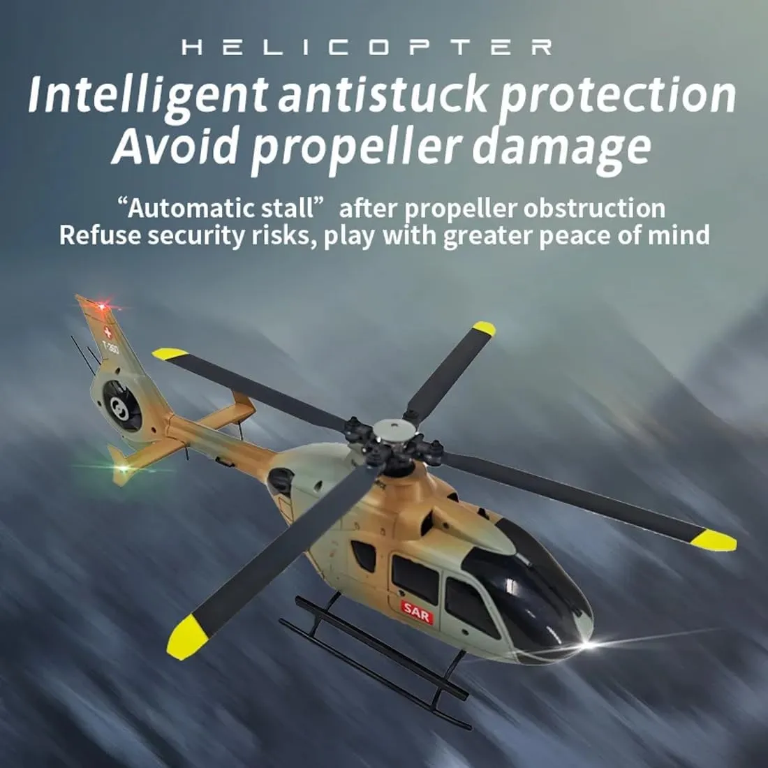 C123 RC Helicopter for Adult, 1/36 Scale EC135 2.4G 6CH Single-Rotor Gyroscopic Flying Aircraft Model with Altitude Hold & Optical Flow Positioning