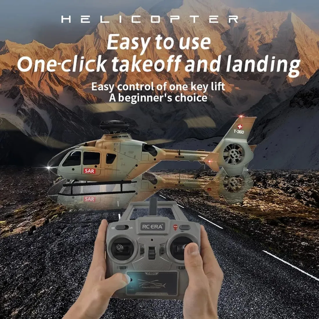 C123 RC Helicopter for Adult, 1/36 Scale EC135 2.4G 6CH Single-Rotor Gyroscopic Flying Aircraft Model with Altitude Hold & Optical Flow Positioning