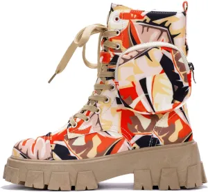 Cape Robbin Monalisa Pink Pastel Chic Chunky Platform Lace Up Pouch Combat Boots