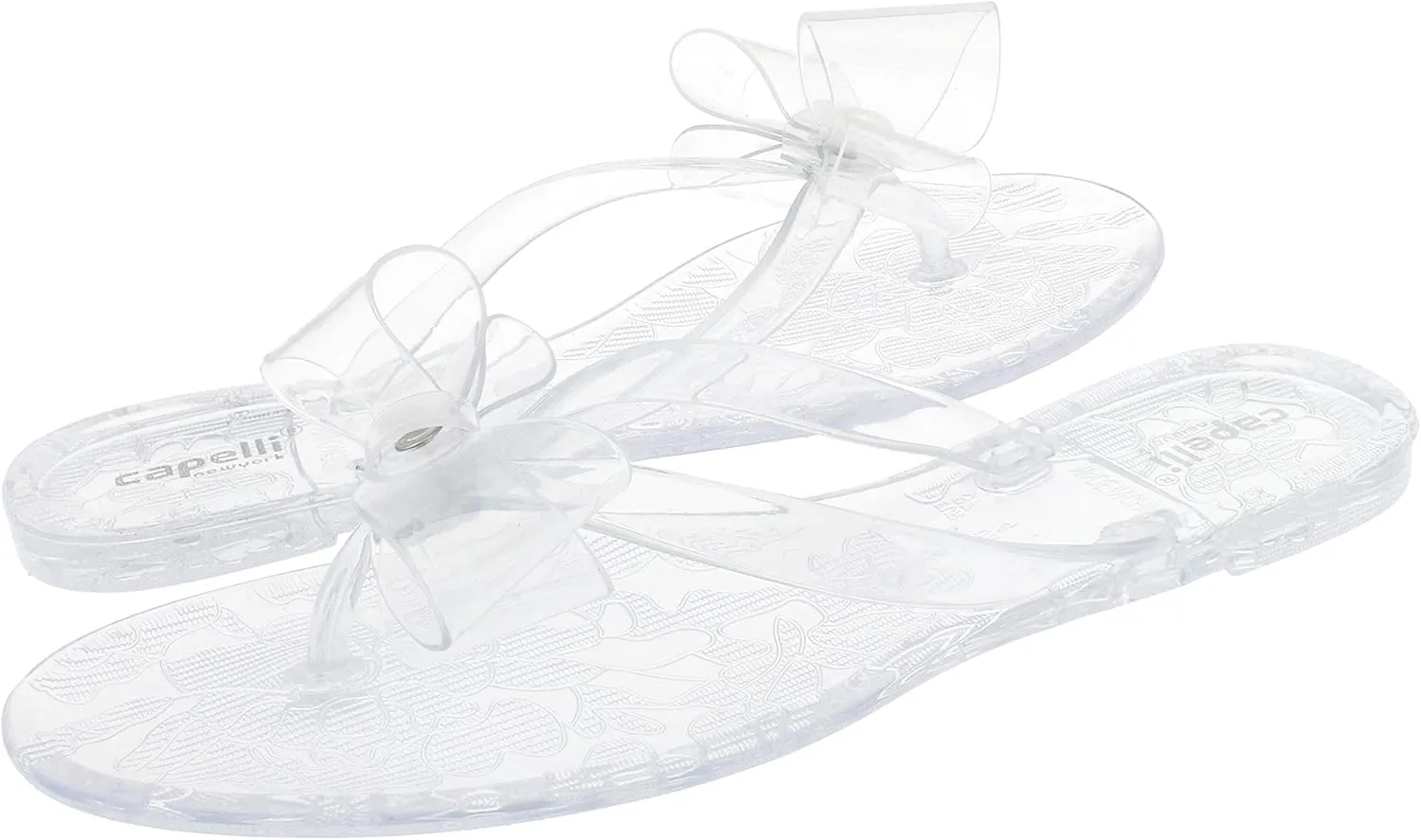 Capelli New York Ladies Floral Pom Opaque Jelly Flip Flops