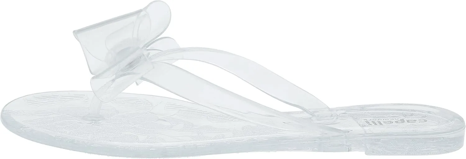 Capelli New York Ladies Floral Pom Opaque Jelly Flip Flops