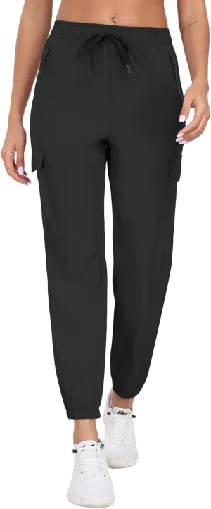 Cargo Pants Women Water Resistant Joggers with Pockets Hiking Pants Lightweight Quick Dry Elastic Waist Pants HH2412