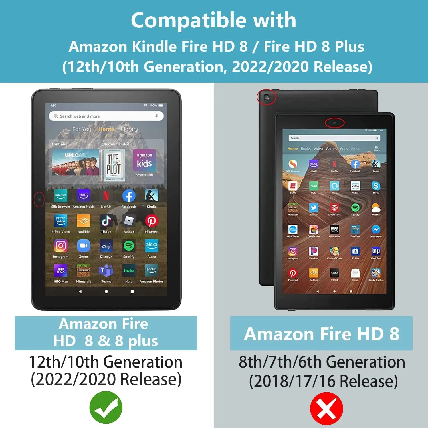 Case for Kindle Fire HD 8/HD 8 Plus Tablet (12th/10th Gen, 2022/2020 Release),Stay Positive Work Hard and Make It Happen Inspirational Quote PU Leather Stand Flip Cover with Card Slot & Pencil Holder