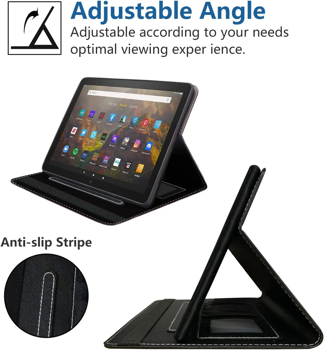 Case for Kindle Fire HD 8/HD 8 Plus Tablet (12th/10th Gen, 2022/2020 Release),Stay Positive Work Hard and Make It Happen Inspirational Quote PU Leather Stand Flip Cover with Card Slot & Pencil Holder