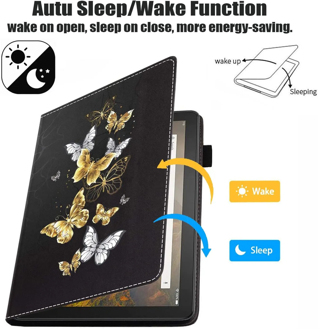 Case for Kindle Fire HD 8/HD 8 Plus Tablet (12th/10th Gen, 2022/2020 Release),Stay Positive Work Hard and Make It Happen Inspirational Quote PU Leather Stand Flip Cover with Card Slot & Pencil Holder