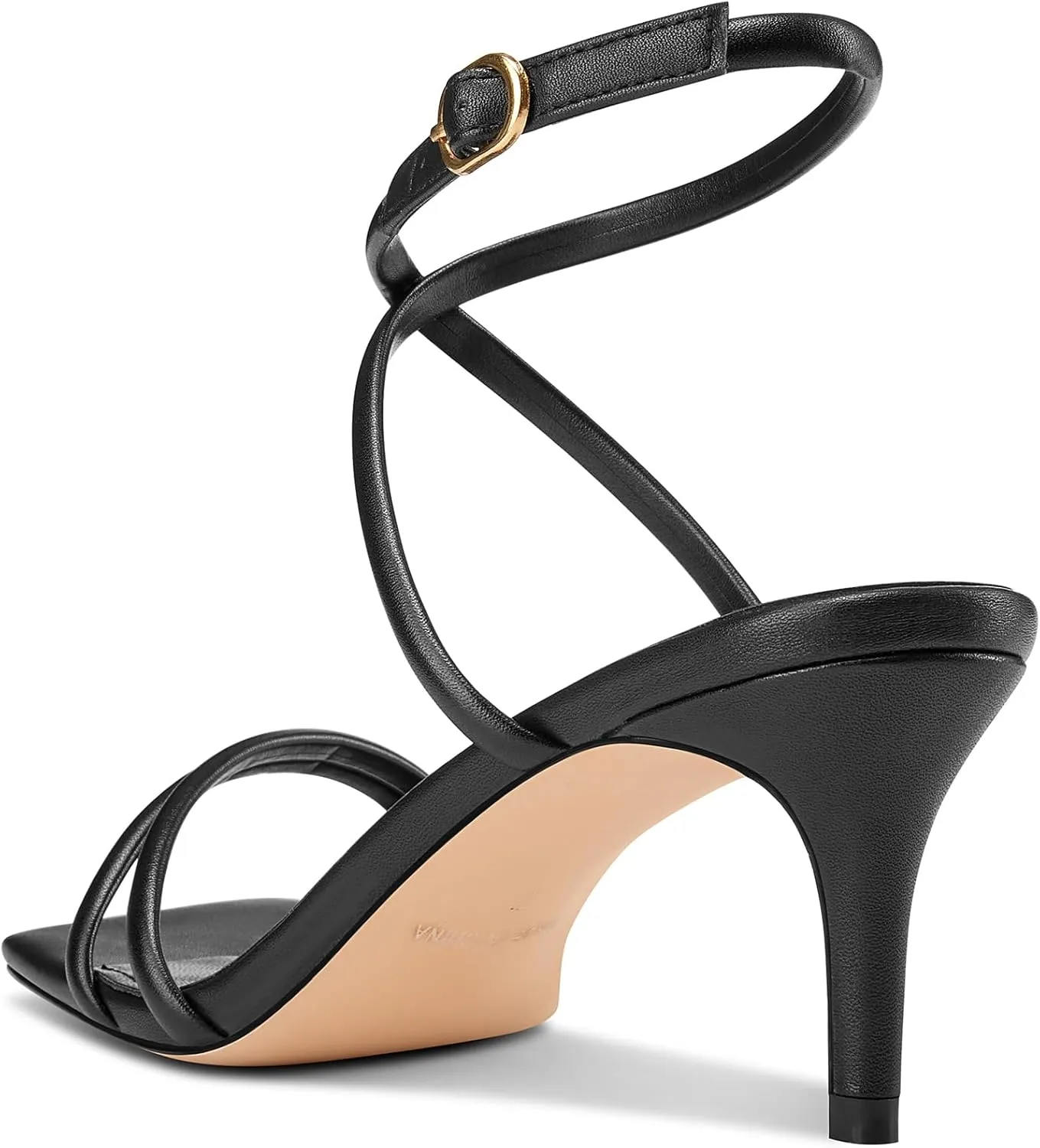 Castamere Womens Mid Kitten Heel Open Square Toe Sandals Ankle Strap Cross-Strap Prom Dress Cute Summer 2.6 Inches Heels