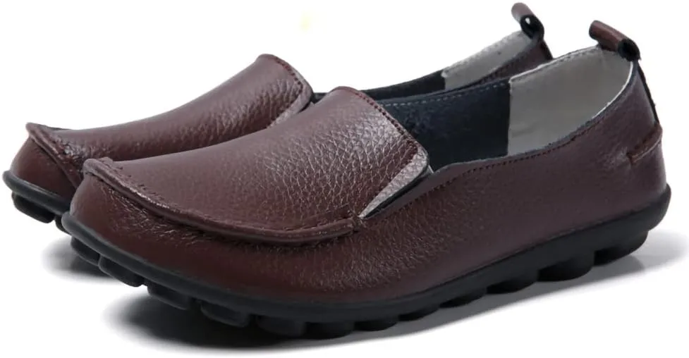 Casual Womens Loafers Shoes Soft Leather Lightweight Classic Penny Slip-on Loafers Outdoor Indooor Walking Driving Moccasins Flats for Womens Nurse Loafers Flats