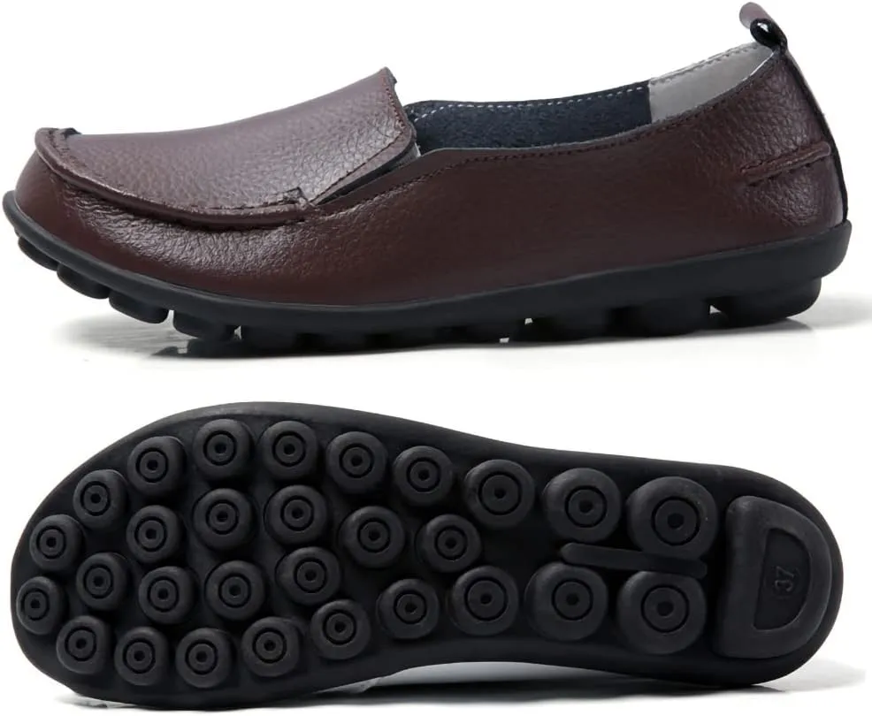Casual Womens Loafers Shoes Soft Leather Lightweight Classic Penny Slip-on Loafers Outdoor Indooor Walking Driving Moccasins Flats for Womens Nurse Loafers Flats