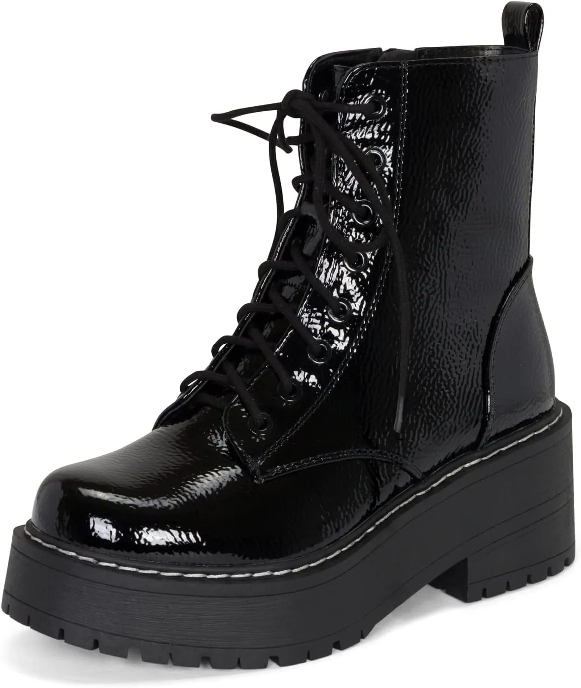 Chariot & Co Pure Women's Chunky Lug Sole Combat Lace-Up Side Zipper Fashion Ankle Boot - Stylish & Sturdy Women's Boots for Fashion and Comfort
